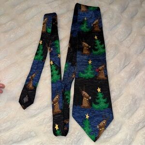 Festive Reindeer and Tree Necktie